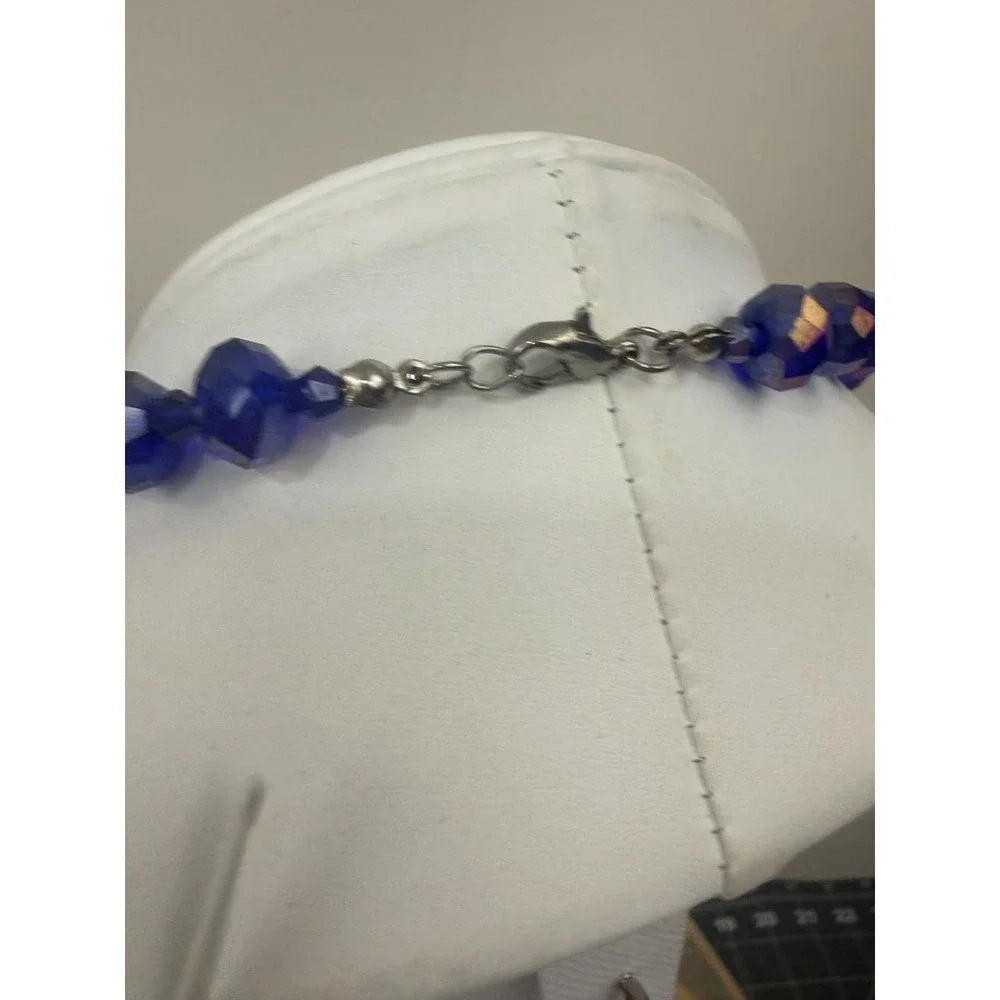 Faceted Cobalt Blue Crystal Necklace Shimmering Bead Strand Classic Design